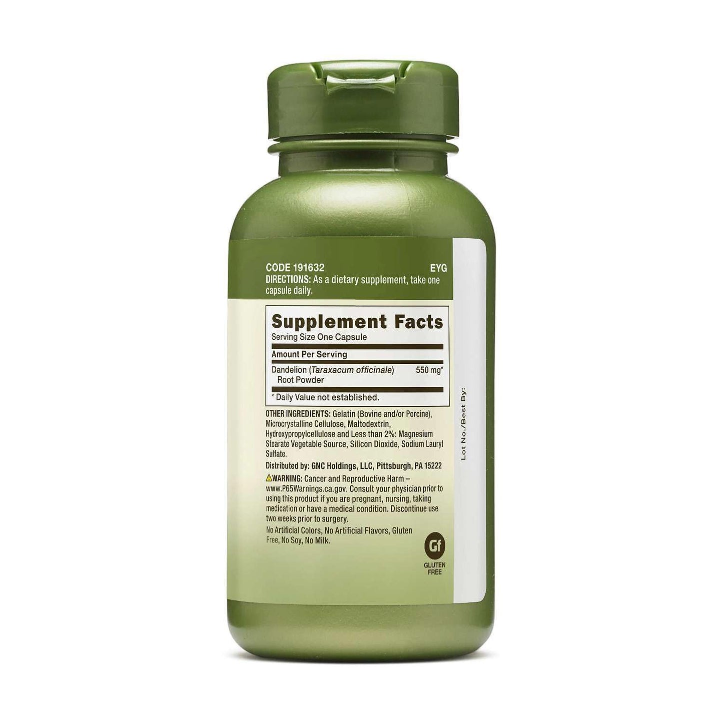 GNC Herbal Plus Dandelion Root 550mg Capsules, 100 Capsules