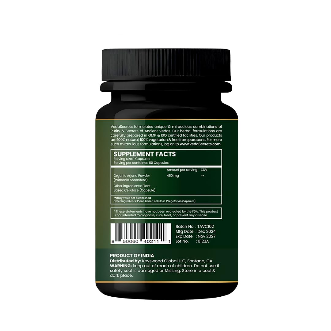 VedaSecrets Ashwagandha Herbal Supplement 1000mg Capsules, 60 Count