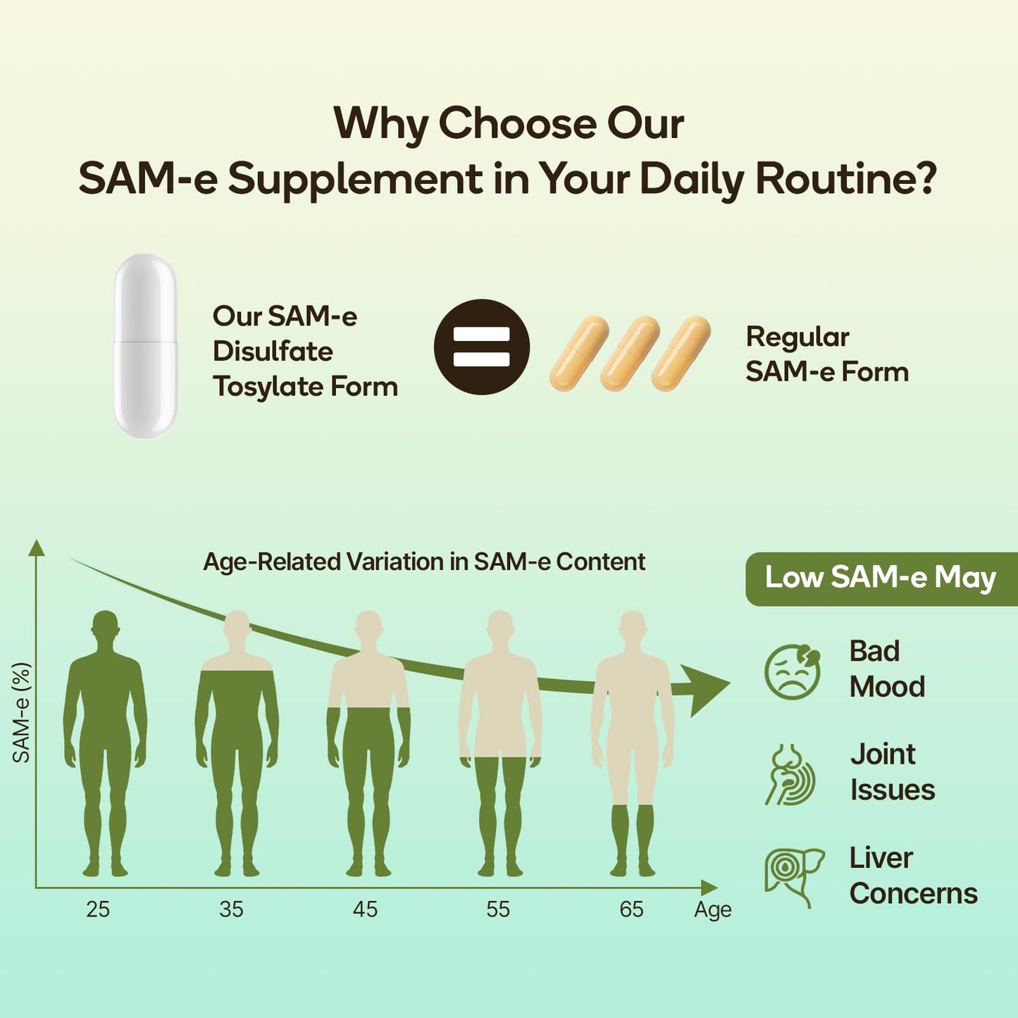 C Calthorvitana SAM-e Supplement Capsule Complex with Ashwagandha Extract, L-Theanine, Rhodiola, St. John's Wort, Omega-3 Fatty Acids, Magnesium, B Vitamins & D3 - 60 Capsules