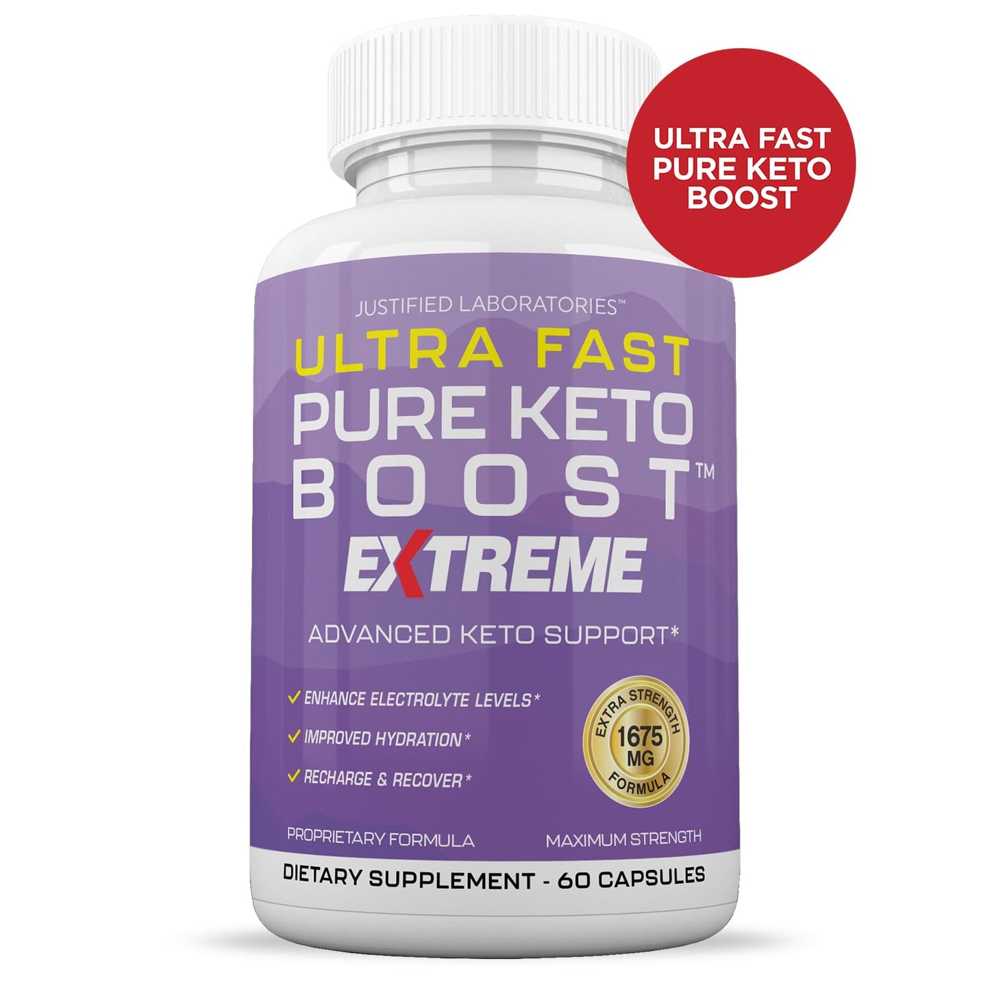 Justified Laboratories Ultra Fast Pure Keto Boost Extreme Keto Pills 1675MG Capsules, 180 Count