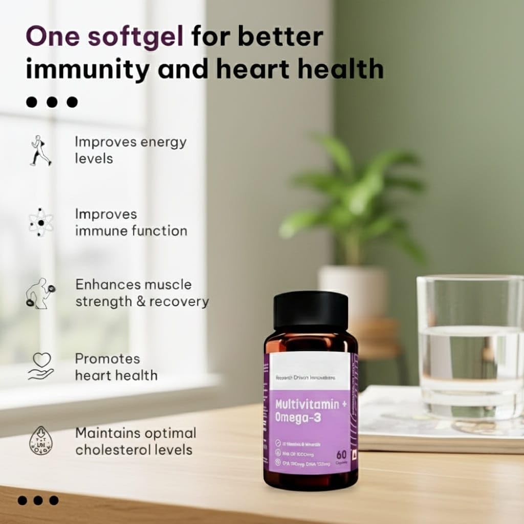 Generic Omega 3 Fish Oil 1000mg Capsules with Multivitamin, 60 Count