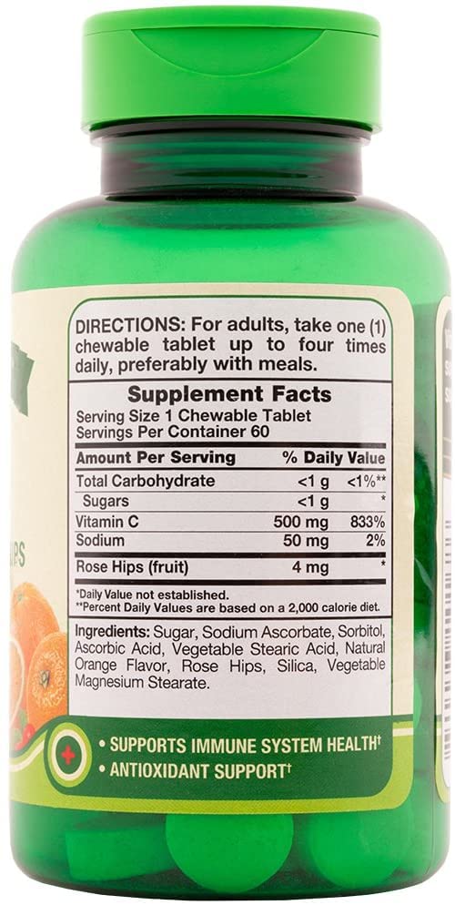 Nature's Truth Vitamin C 500 mg with RH Tabs Chewables, 180 Count