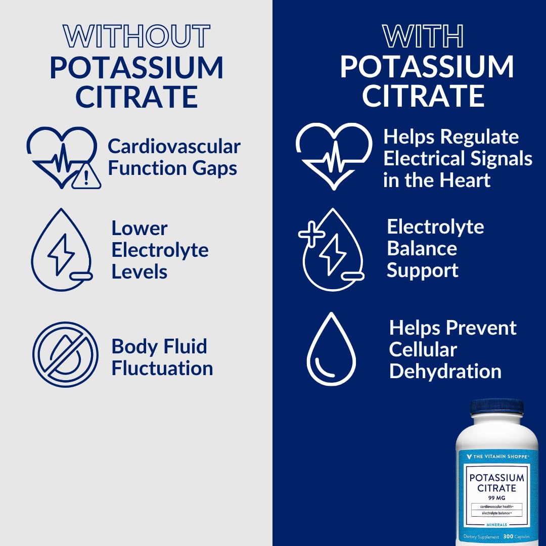 The Vitamin Shoppe Potassium Citrate 99mg Capsules, 300 Count