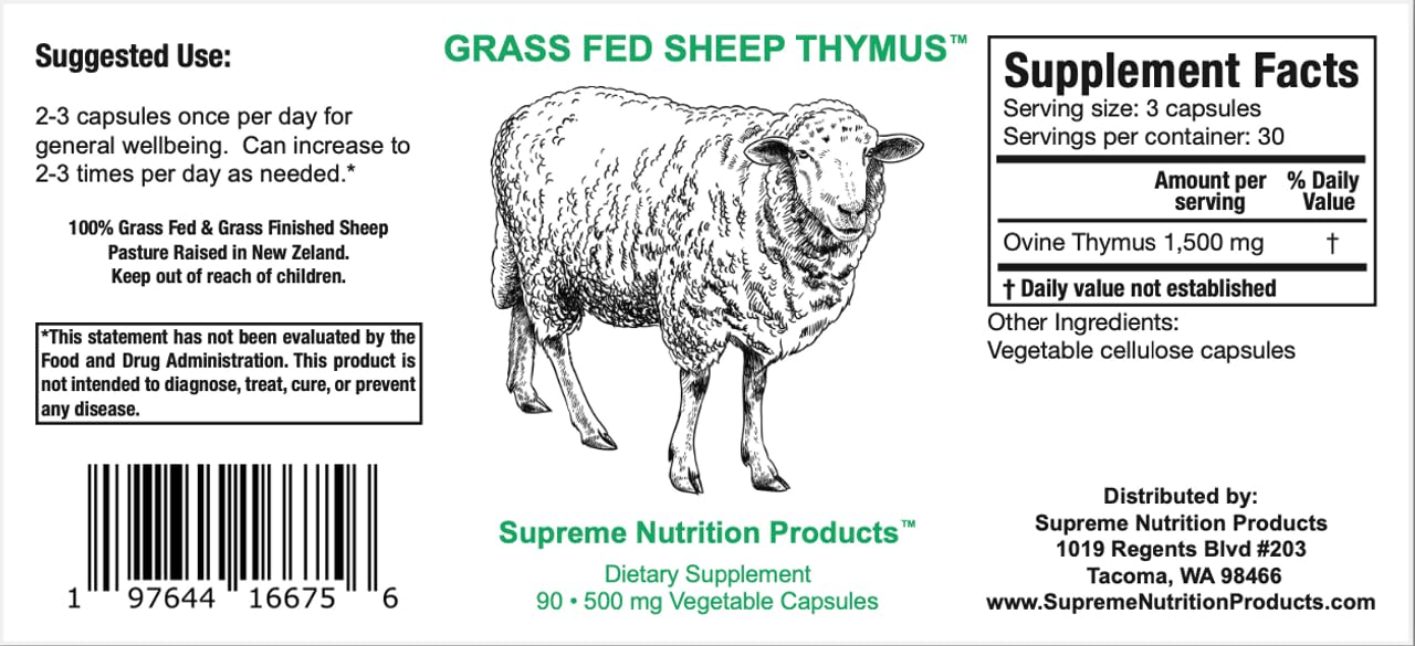Supreme Nutrition Products Sheep Thymus Capsule, 90 Capsules