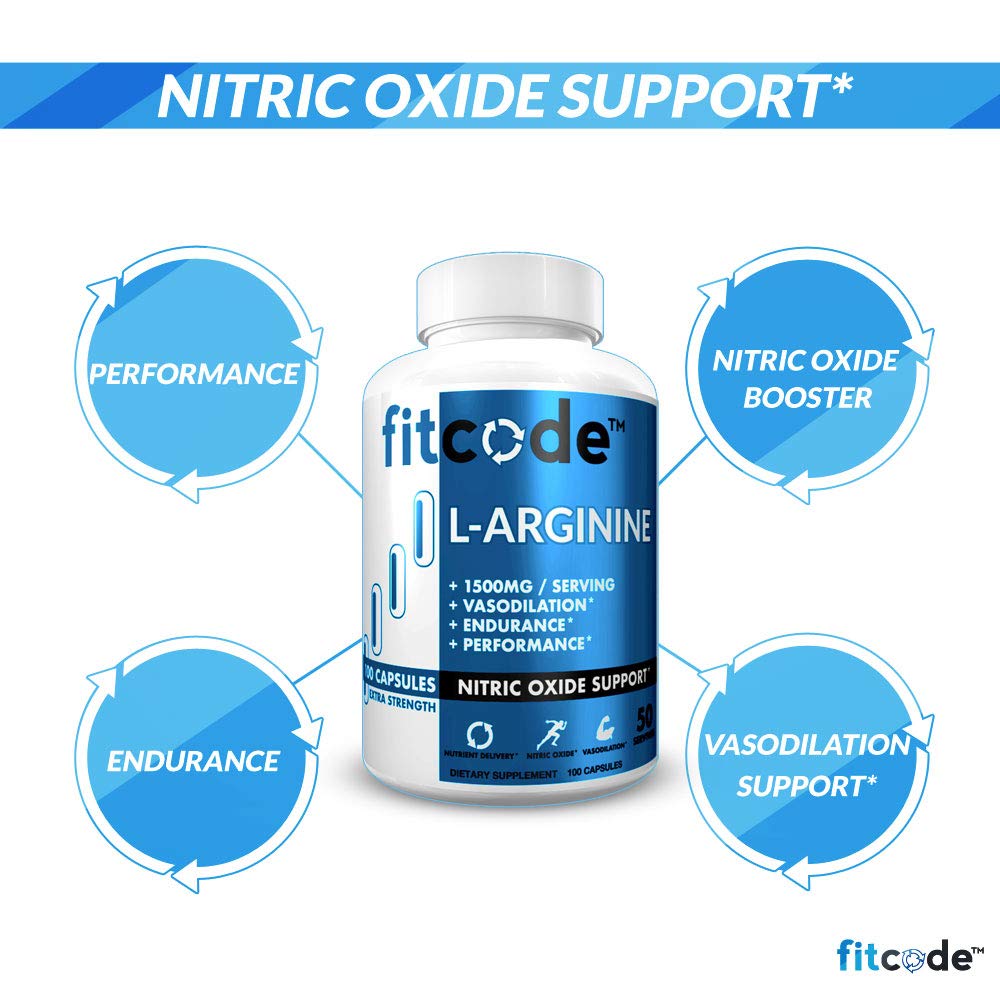 fitcode L-Arginine HCl 1500mg Capsule, 100 Count