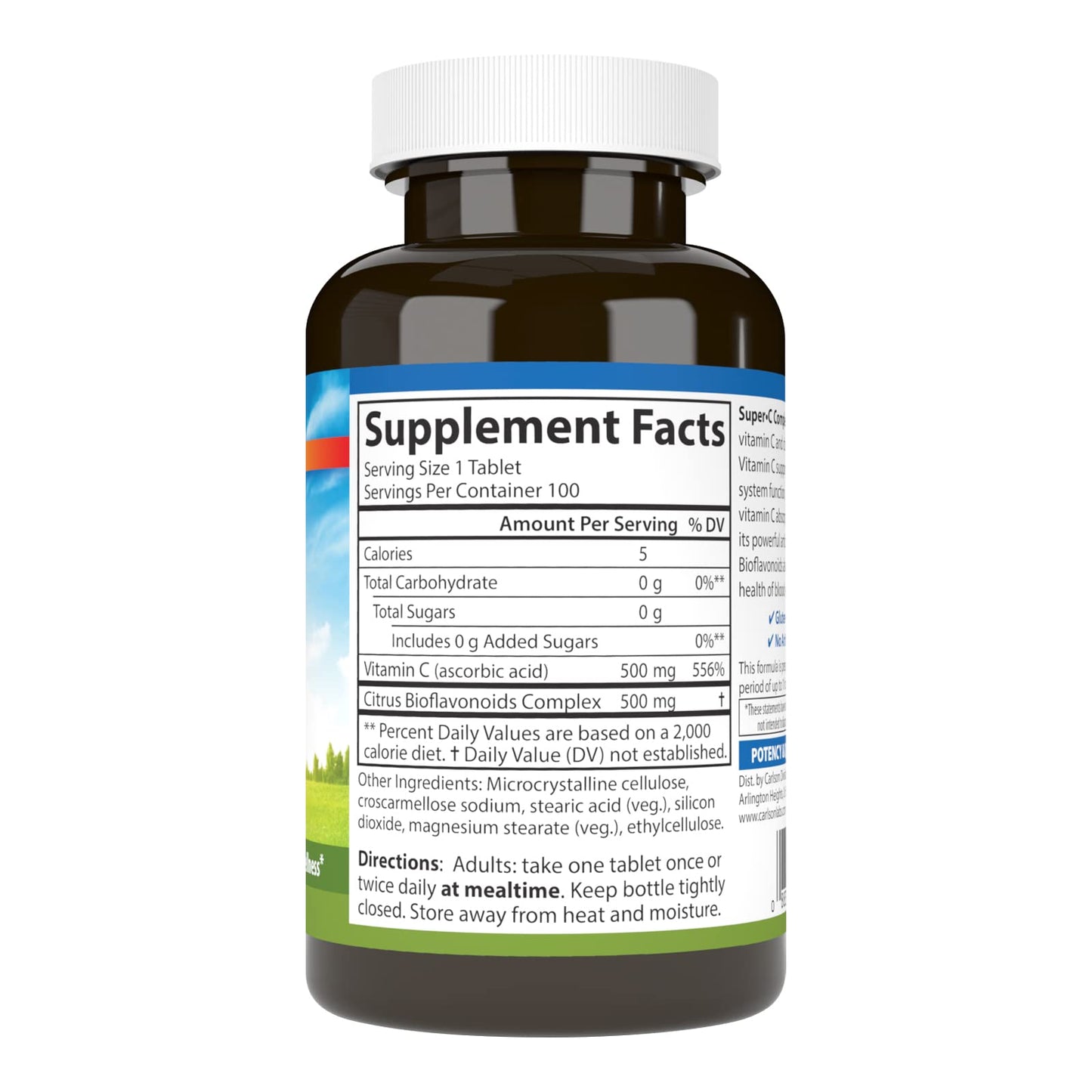 Carlson Super-C Complex Vitamin C + Bioflavonoids, Immune Function & Optimal Wellness, Antioxidant, 100 Tablets