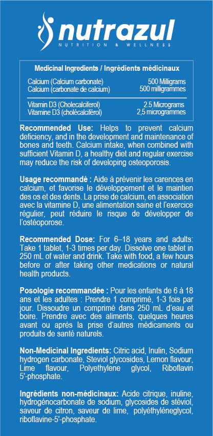 Nutrazul Calcium + Vitamin D3 Effervescent Tablet 20 Count
