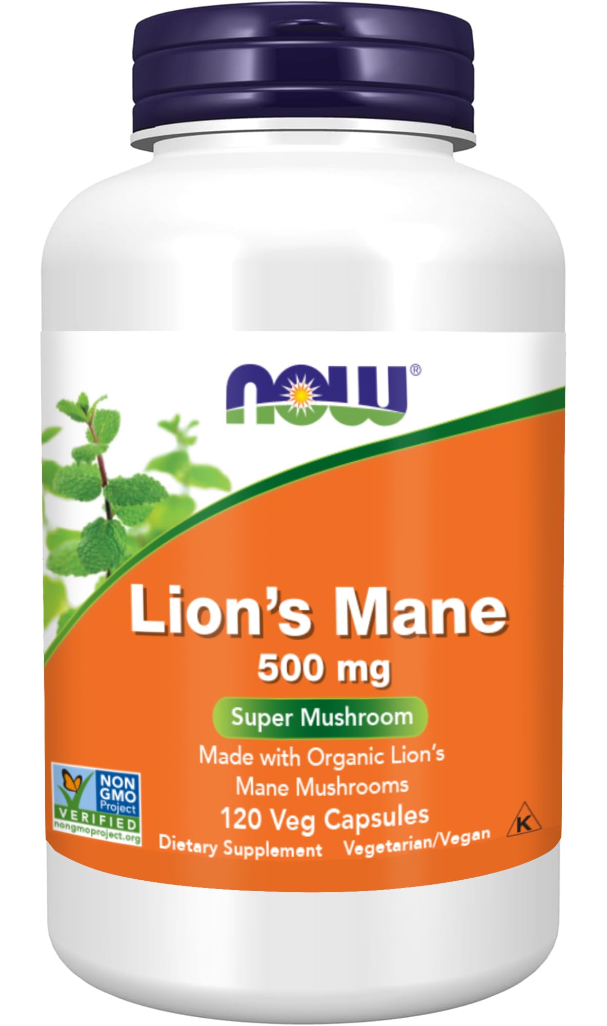 NOW Foods Lion's Mane 500 mg Veg Capsules, 120 Count