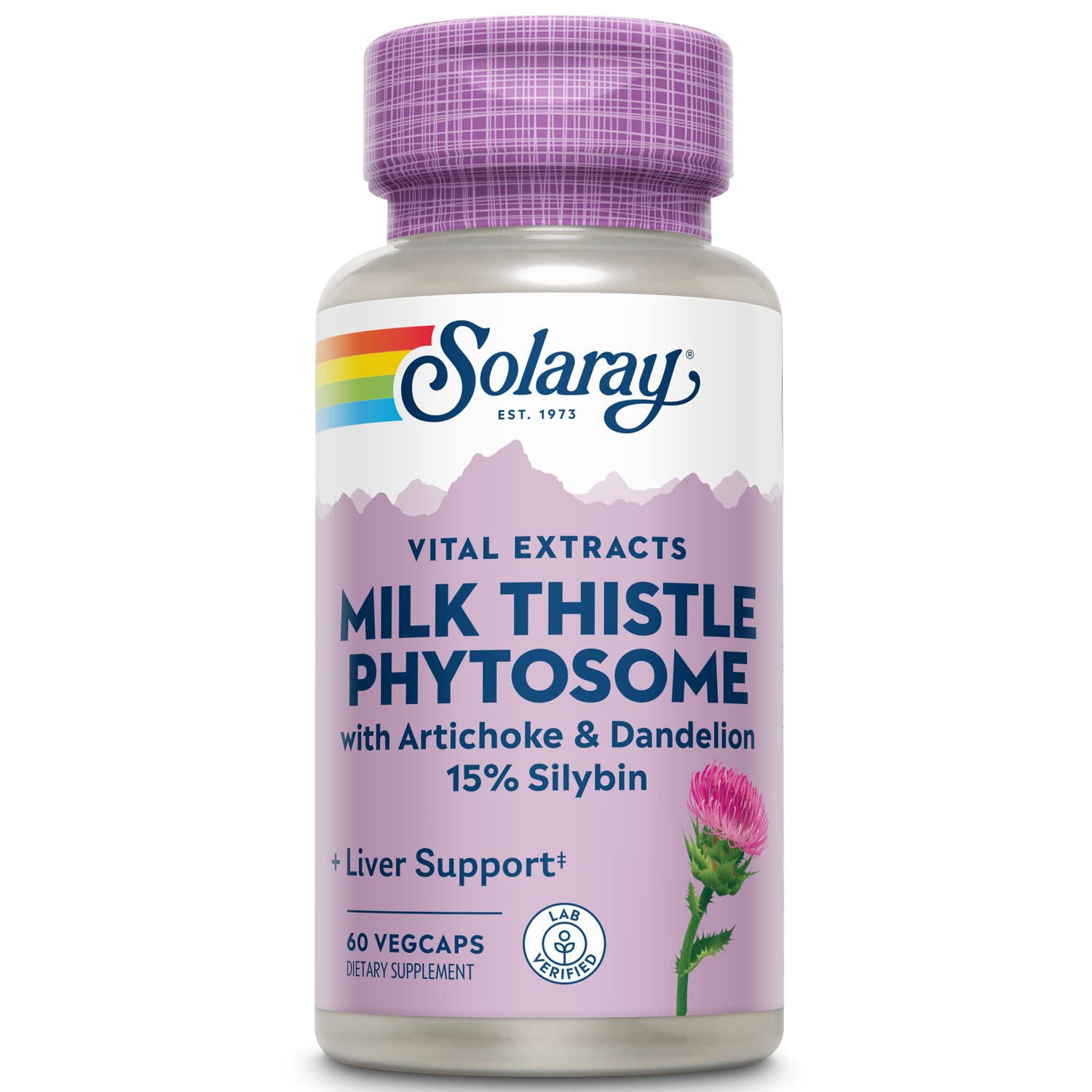 SOLARAY Milk Thistle Phytosome with Artichoke, Dandelion, and Ginger - Milk Thistle Extract Supplying 15% Silybin - Liver Supplement Capsules, 60 Count