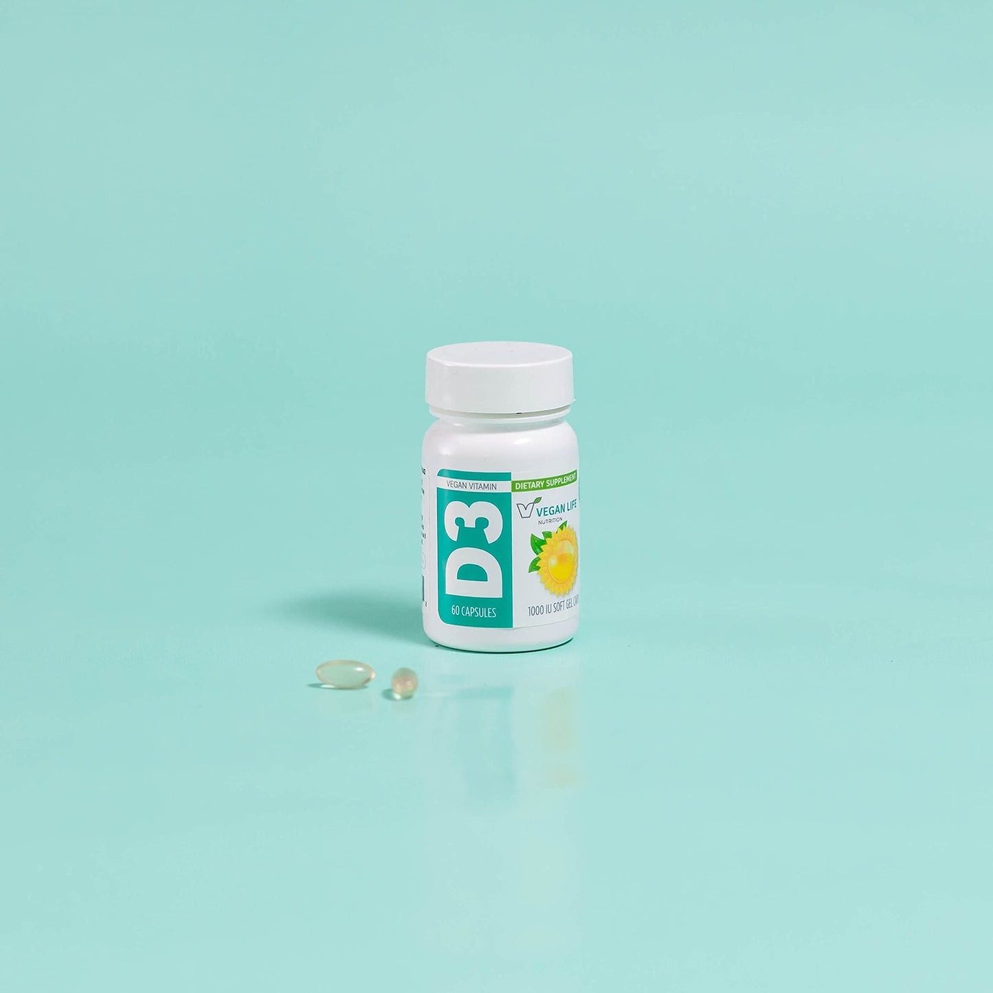 Vegan Life Nutrition Vitamin D3 Daily Capsules for Adults (1000 IU) 60 Capsules