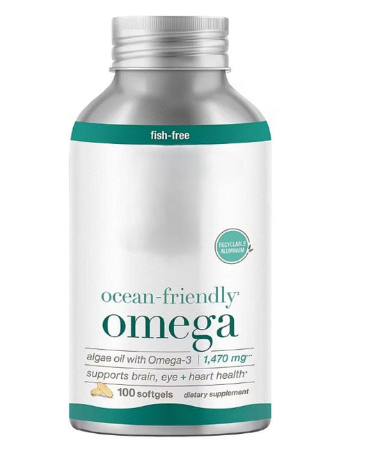 Generic Omega Algae Oil Omega-3 Supplement Ocean-Friendly 1,470 mg Plant-Based DHA & EPA Supports Brain, Eye & Heart Health Softgel 100