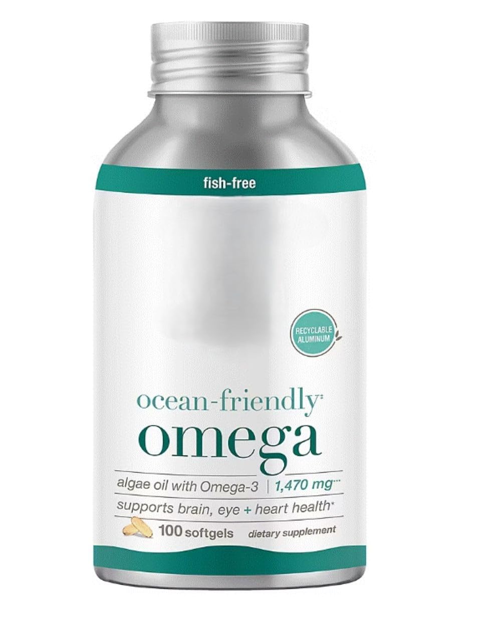 Generic Omega Algae Oil Omega-3 Supplement Ocean-Friendly 1,470 mg Plant-Based DHA & EPA 100 Softgels