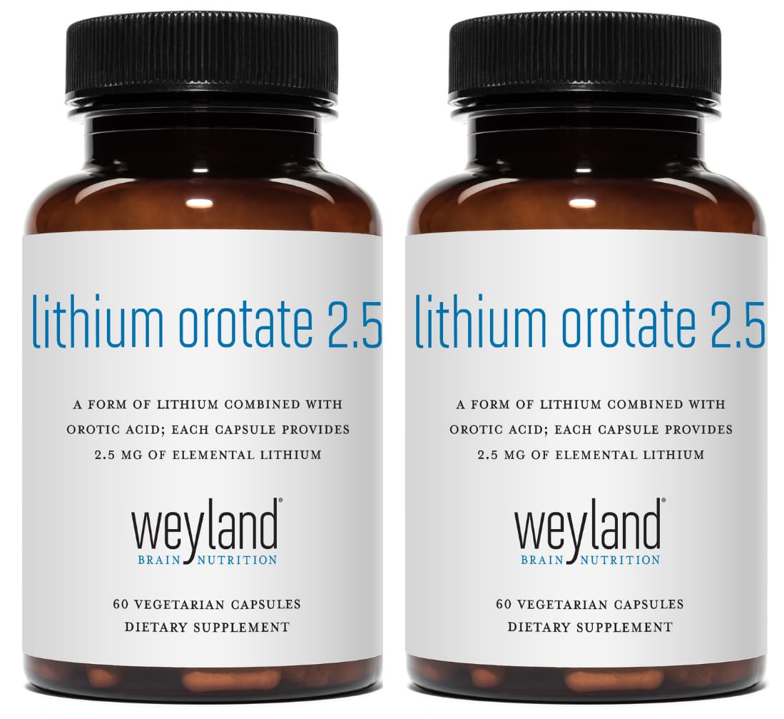 Weyland Brain Nutrition Lithium Orotate 2.5 mg Elemental Lithium Capsules 120