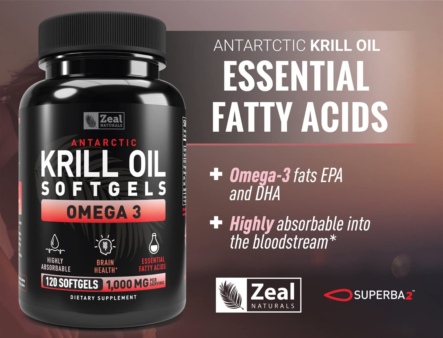 Zeal Naturals Antarctic Krill Oil 1000mg Softgels 120 Count