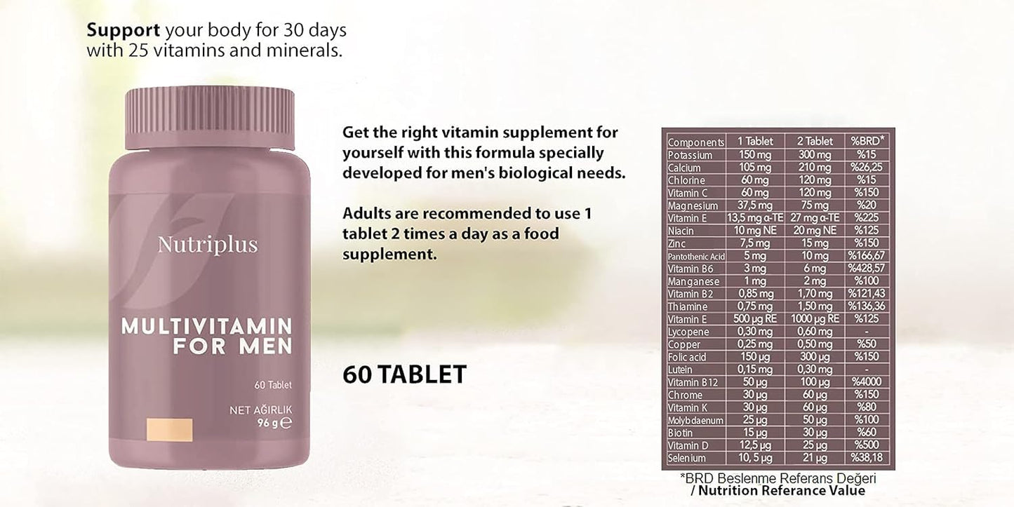 FARMASi Nutriplus Multivitamin & Mineral for Men, 60 Tablets