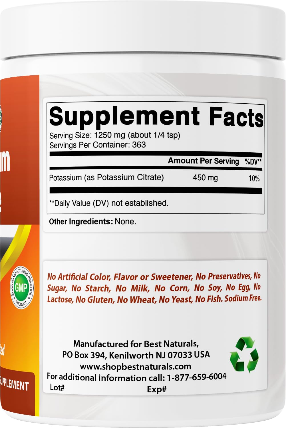 Best Naturals Potassium Citrate Pure Powder 16 Ounce