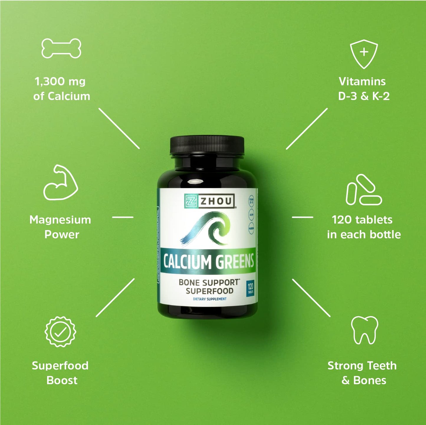 ZHOU Calcium Greens 120 Tablets