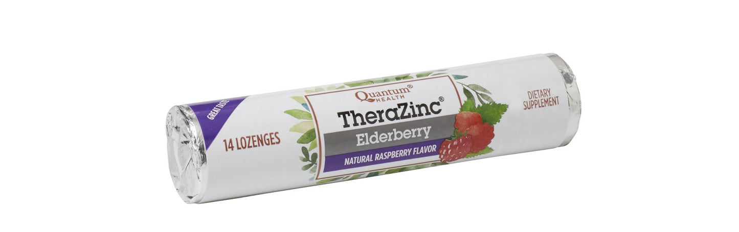 Quantum TheraZinc Zinc Lozenges with Elderberry Raspberry, Lozenges, 14 Count
