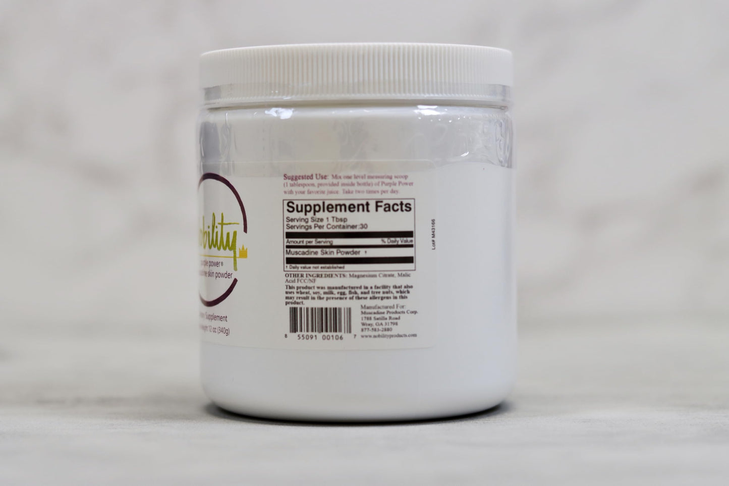 NOBILITY Purple Power – Muscadine Skin Powder for Smoothies, Juice & Yogurt – Heart Healthy Antioxidants, 12