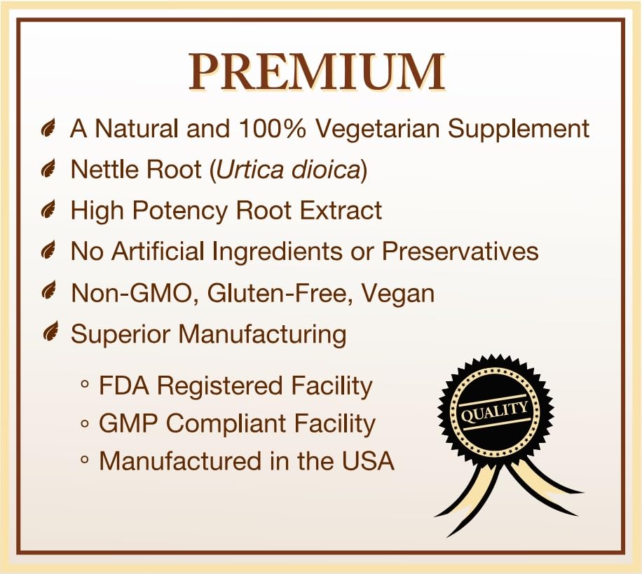 Natural Choice Botanicals Stinging Nettle Root Extract Supplement Capsules 120 Count