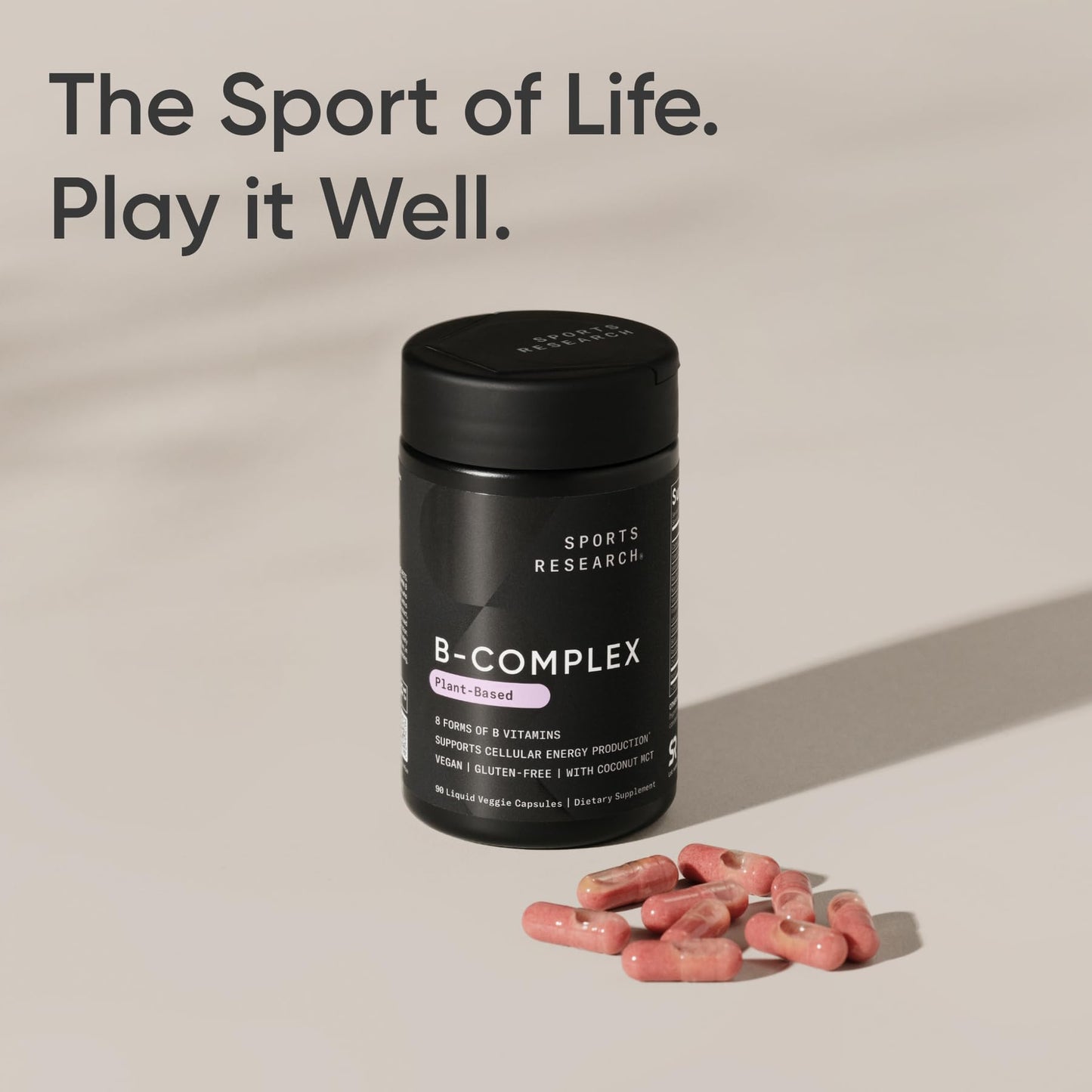 Sports Research Vitamin B-Complex Full Spectrum of B Vitamins Softgels 90 Count