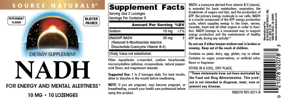 Source Naturals NADH 10mg Tablet, 10 Tablets
