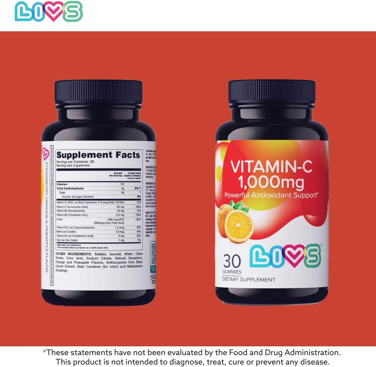 LIVS Vitamin C 1000mg Gummies 30 Count