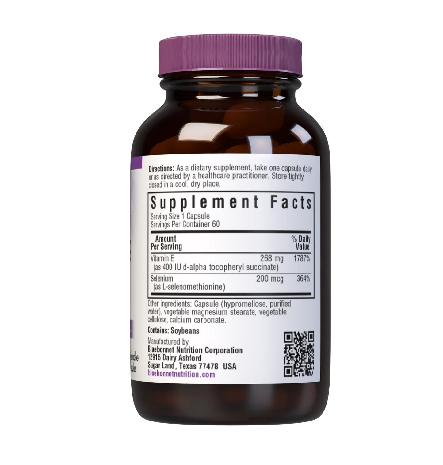 BlueBonnet Dry E-400 IU Plus Selenium Vegetarian Capsules, 60 Capsules
