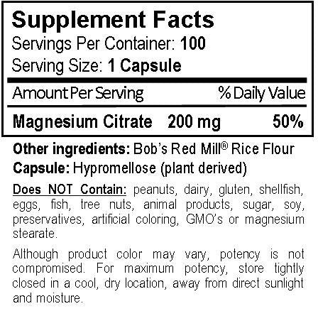 Vital Health Remedies Magnesium Citrate Capsules 100