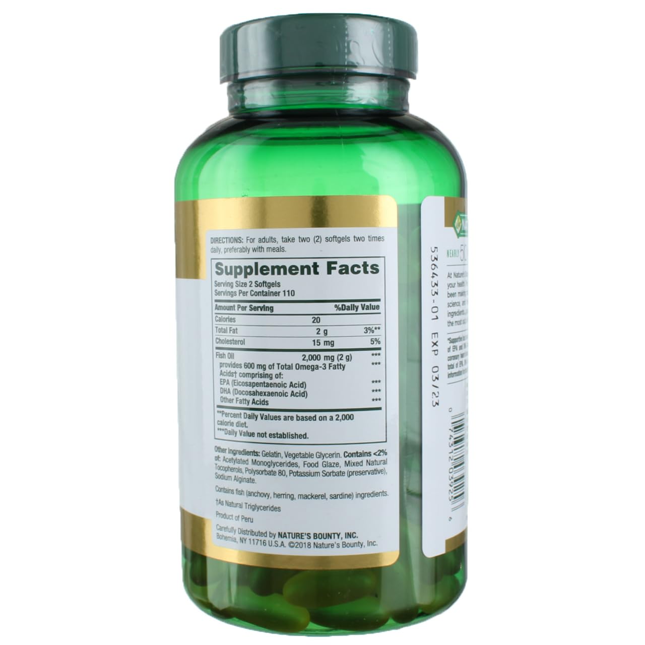 Nature's Bounty Fish Oil 1000 mg Omega-3 Softgels, 660 Count