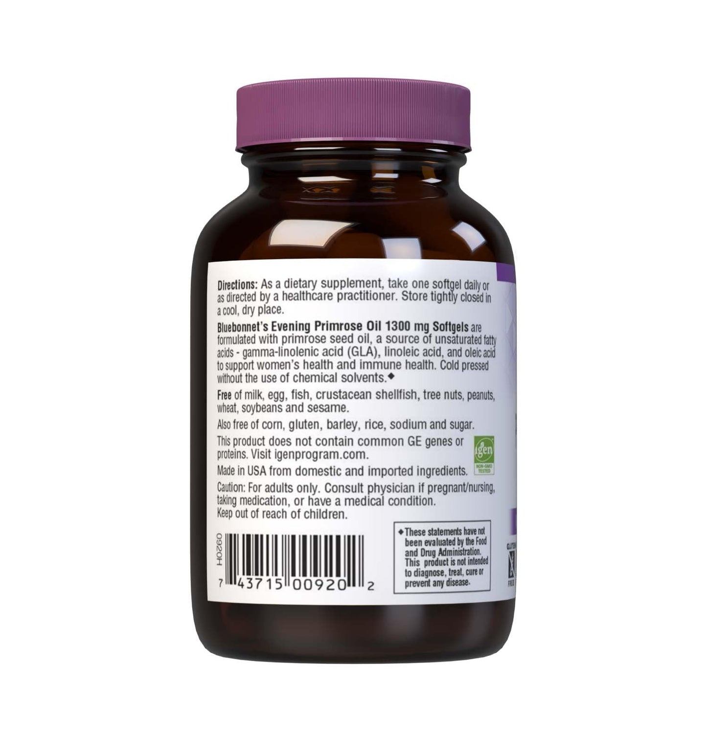 BlueBonnet Evening Primrose Oil Softgels 1300 mg 90 Count
