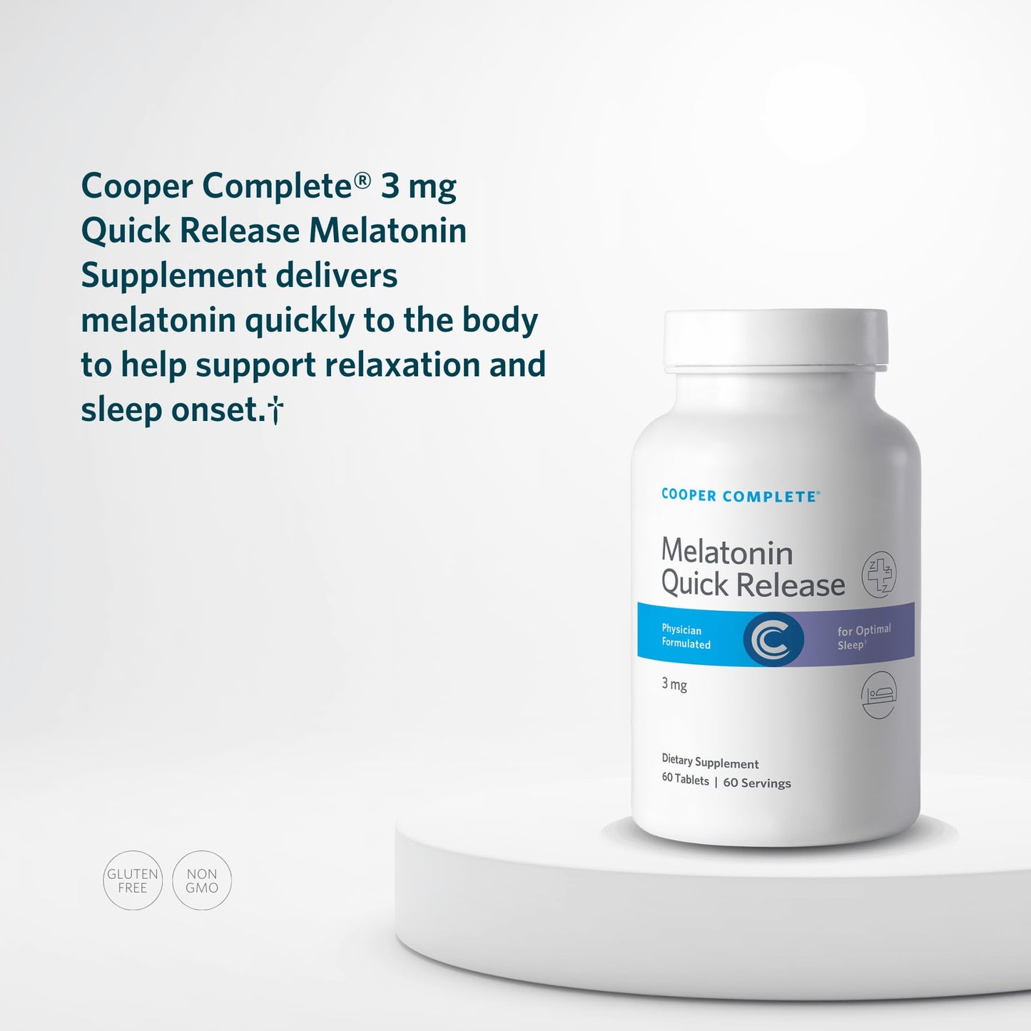 Cooper Complete Quick Release Melatonin 3 mg Fast-Dissolving Tablet, Sleep Support, 60 Tablets