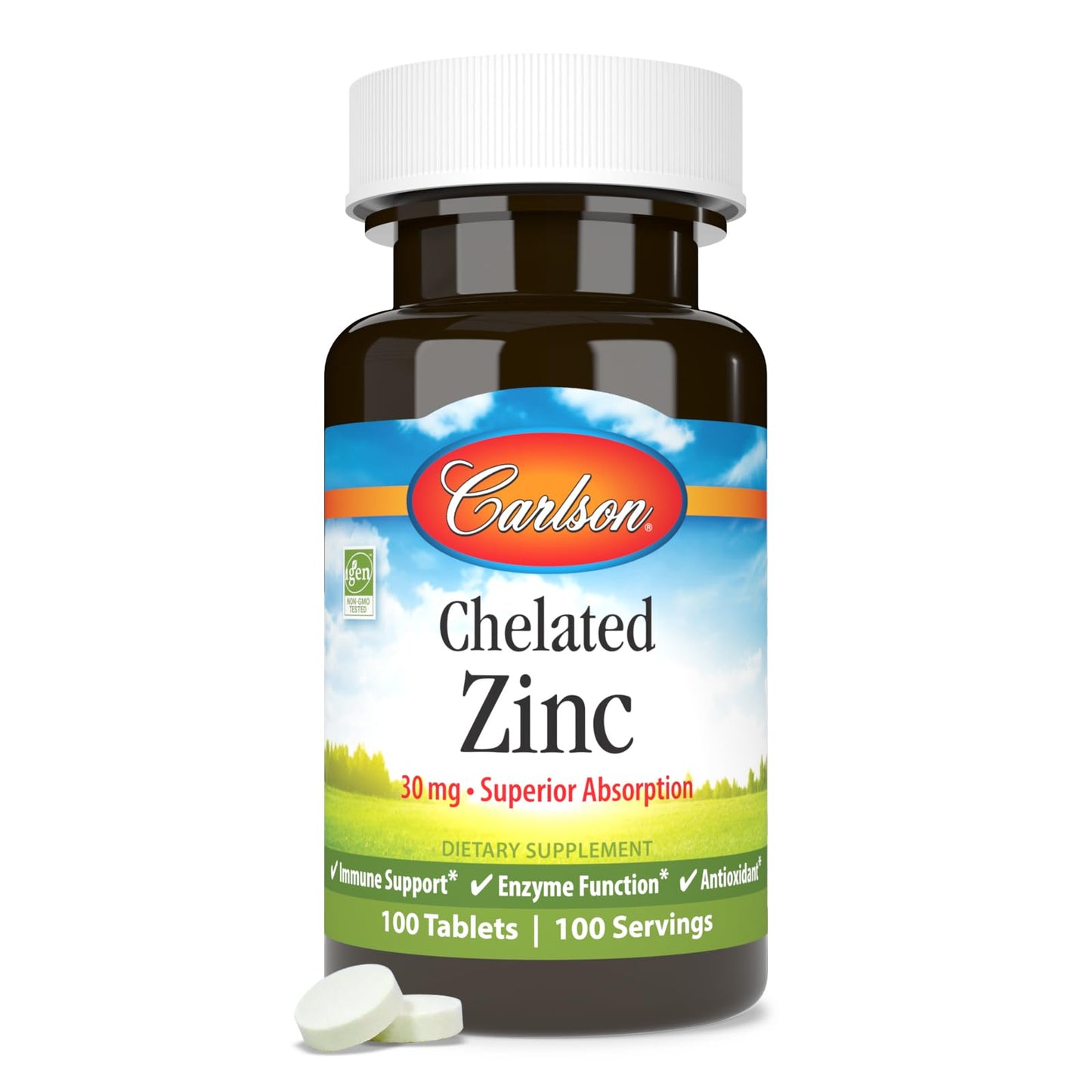 Carlson Chelated Zinc 30 mg, 100 Tablets