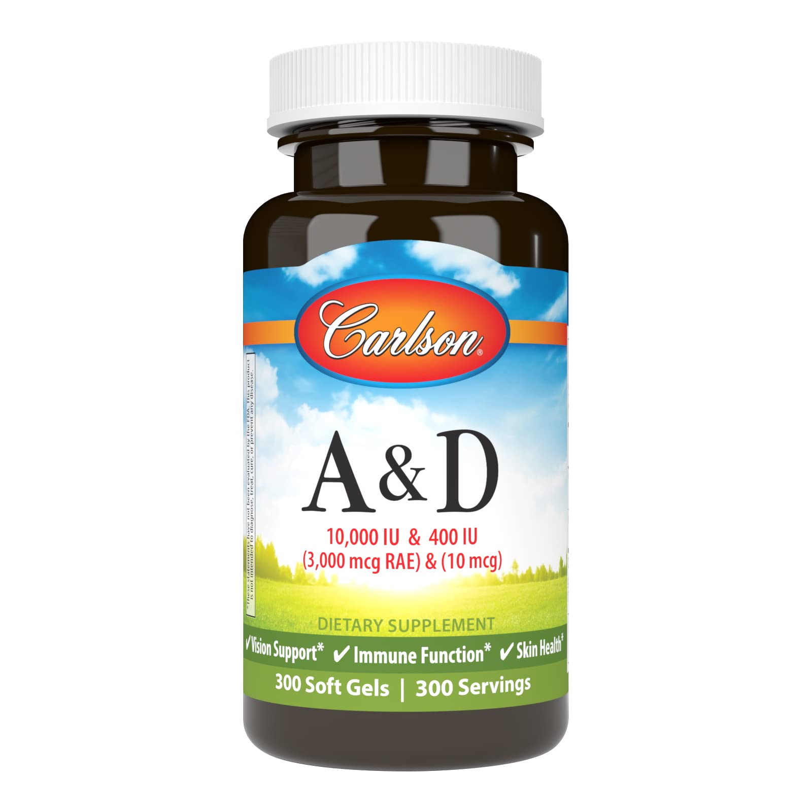 Carlson A & D Vitamin A 10000 IU (3000 mcg RAE) Softgel, 300 Softgels