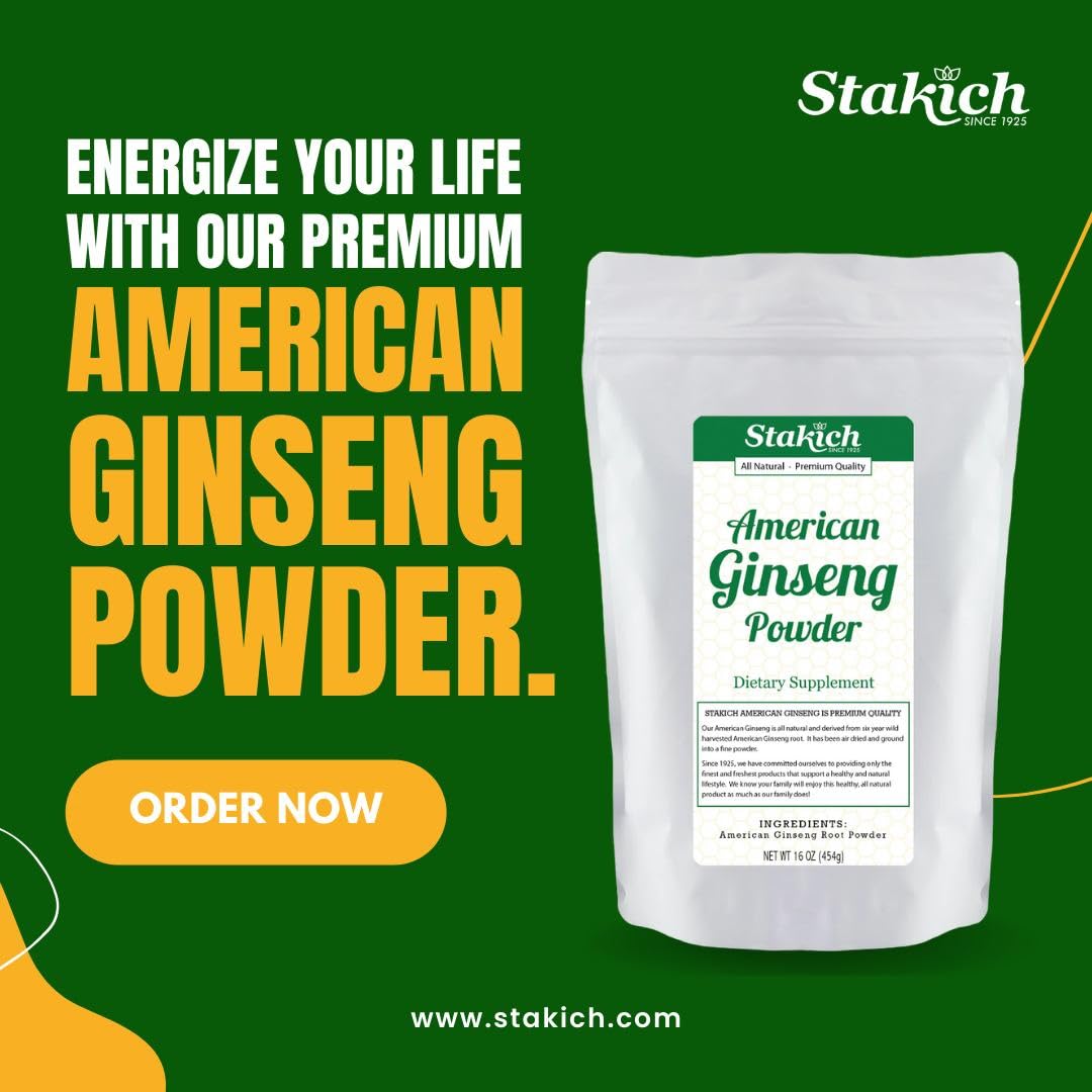 Stakich American Ginseng Root Powder 16 Ounce