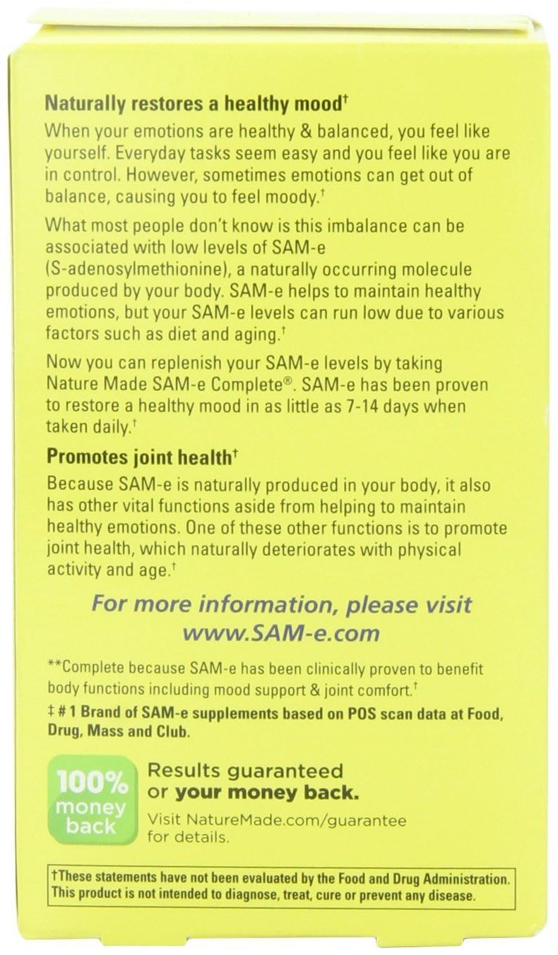 Nature Made Sam-e Complete 400-mg Tablets 72