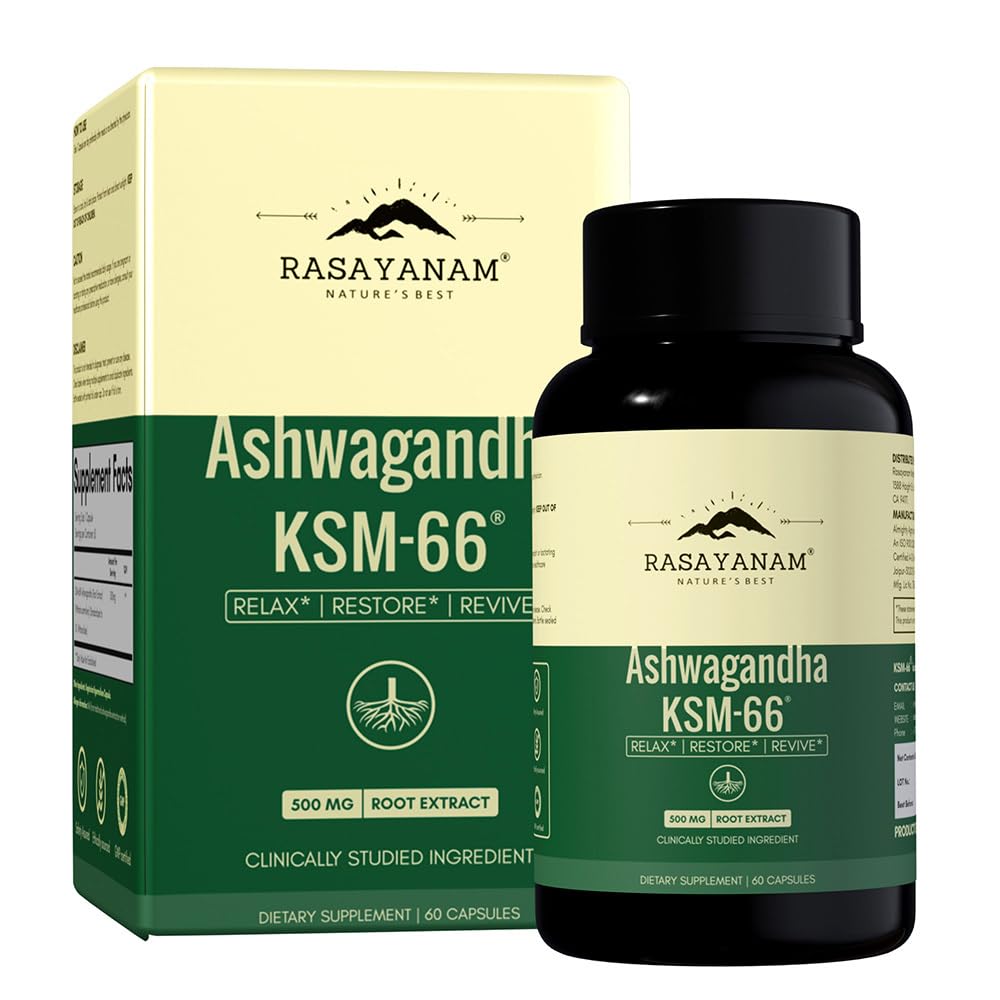 Rasayanam Ashwagandha KSM-66 500mg Capsules, 60 Count