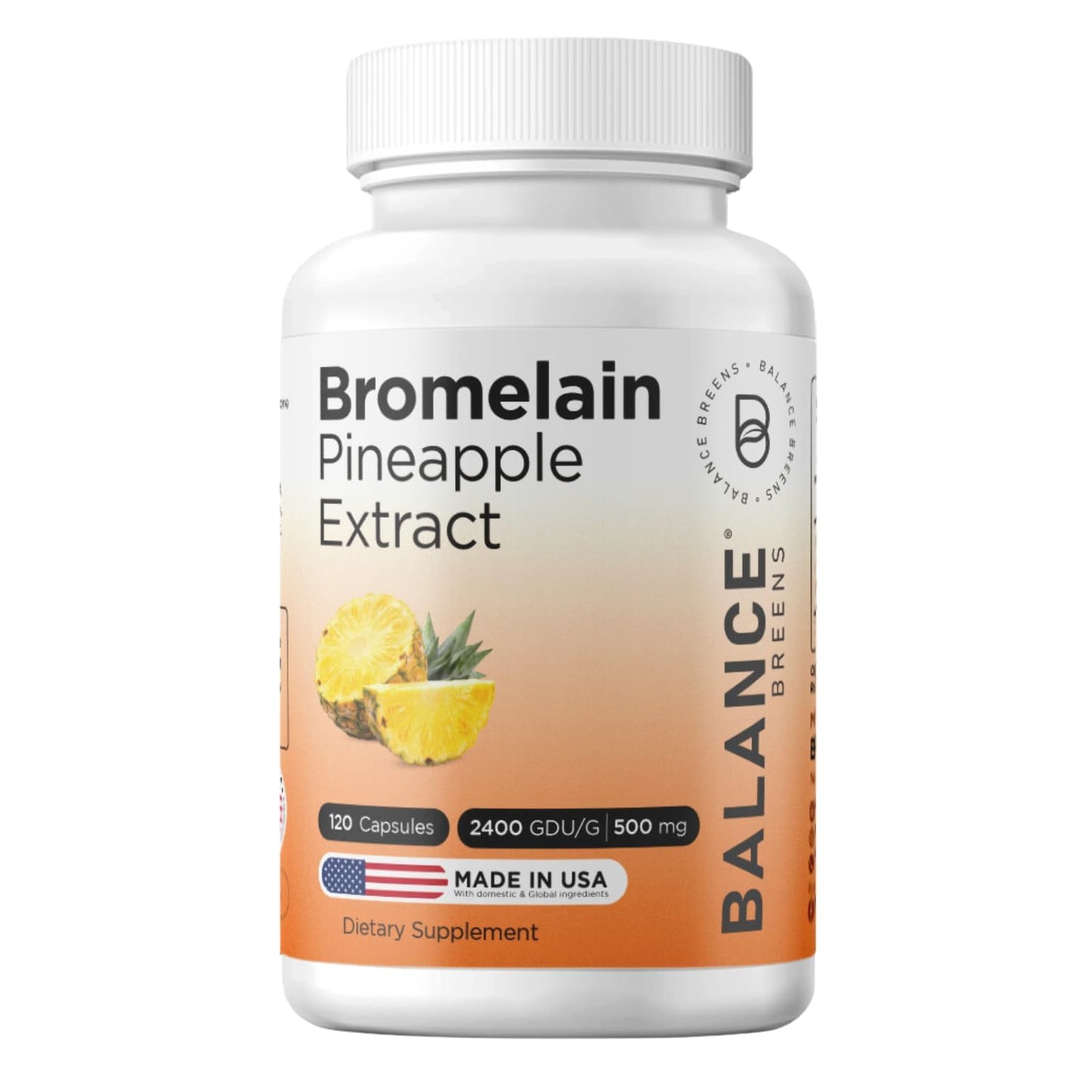 Balancebreens Bromelain 500mg Pineapple Extract 2400 GDU Capsules, 120 Count