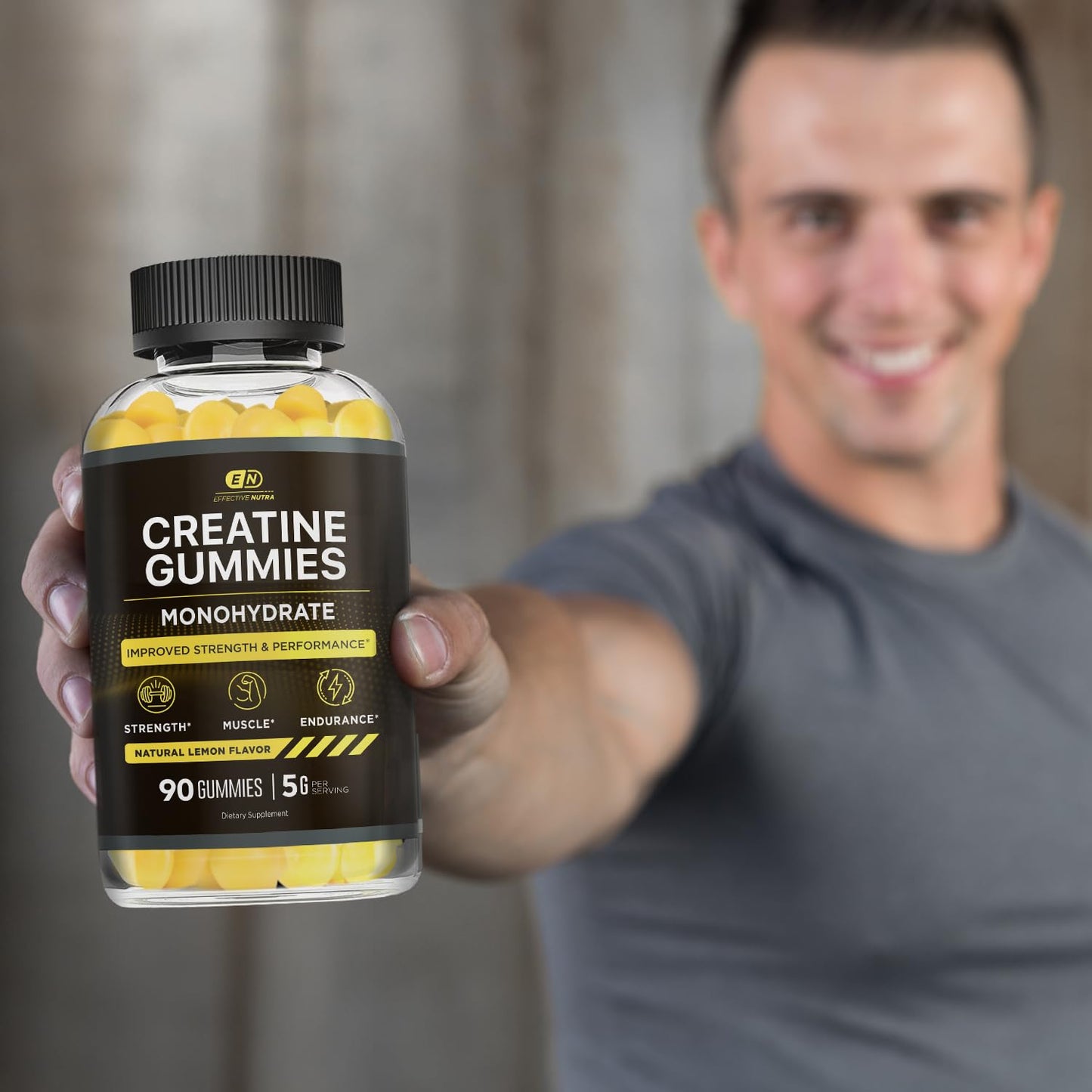 Effective Nutra Creatine Monohydrate Gummies, 1g Creatine per Gummy, 90 Count