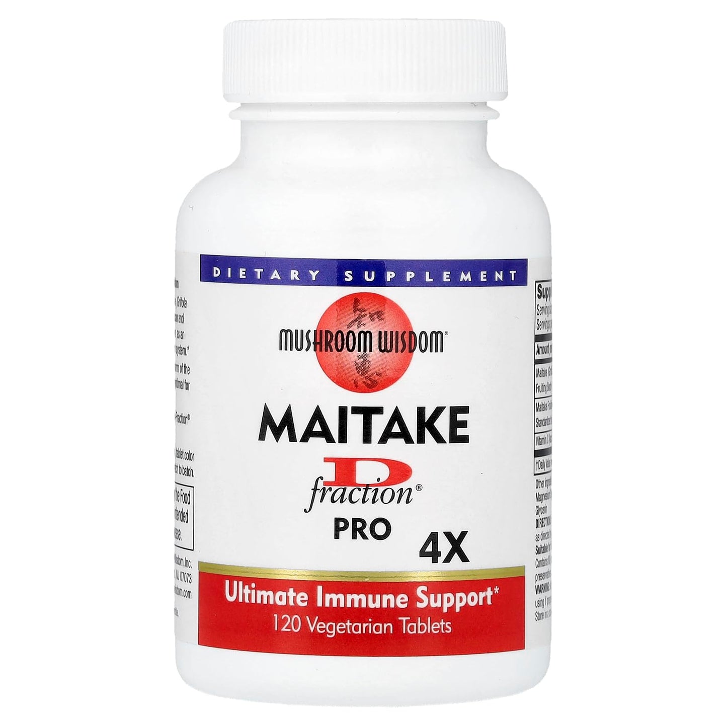 Mushroom Wisdom Maitake D-Fraction Pro Vegetarian Tablet, 120 Count