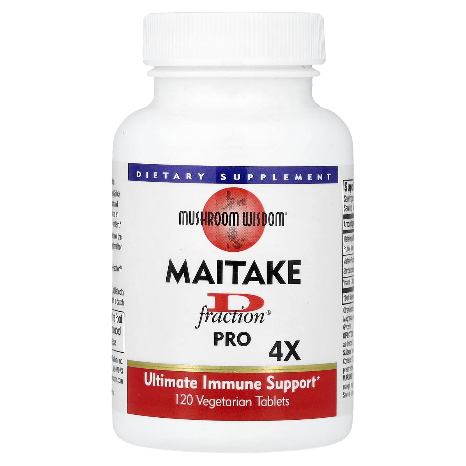 Mushroom Wisdom Maitake D-Fraction Pro Vegetarian Tablet, 120 Count