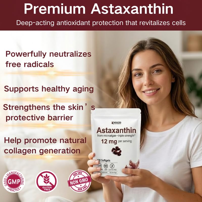 KGGCDD Astaxanthin Supplements 12mg Capsules 120