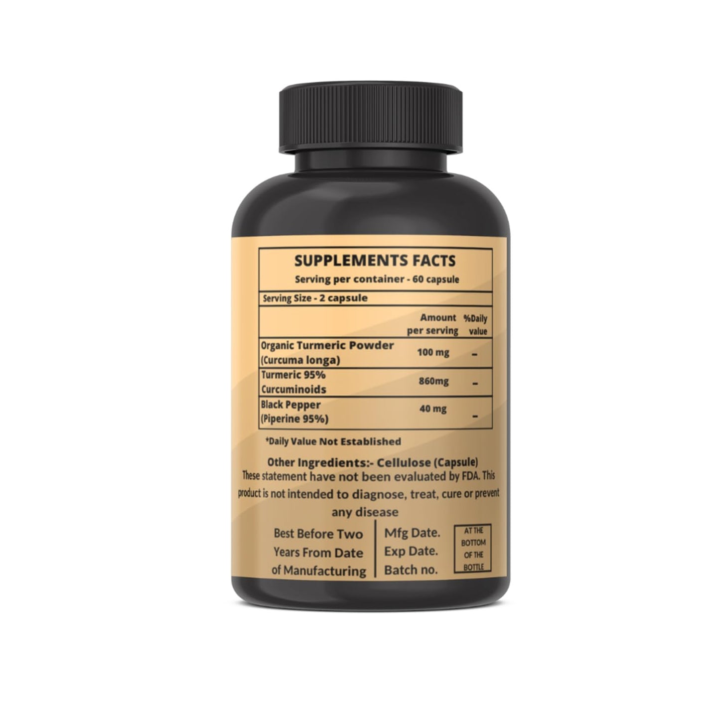 Heroot Turmeric Extract 1000mg with 95% Curcumin & Black Pepper Turmeric Complex Supplement, Capsule, 120 Count, Non-GMO, Gluten Free