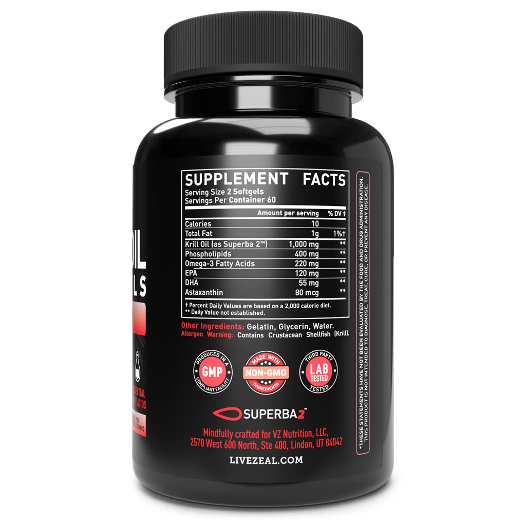 Zeal Naturals Antarctic Krill Oil 1000mg Softgels 120 Count