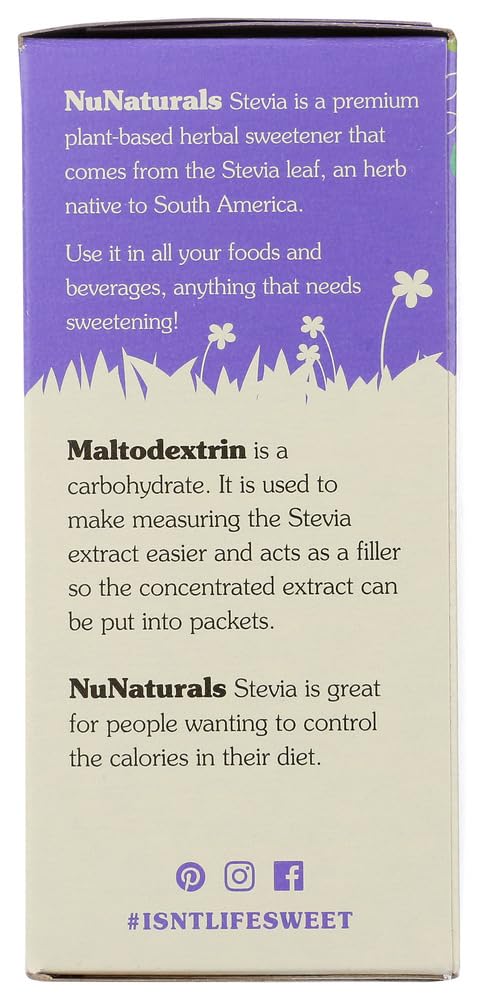 Nunaturals NuStevia White Stevia Powder, 100 Packets