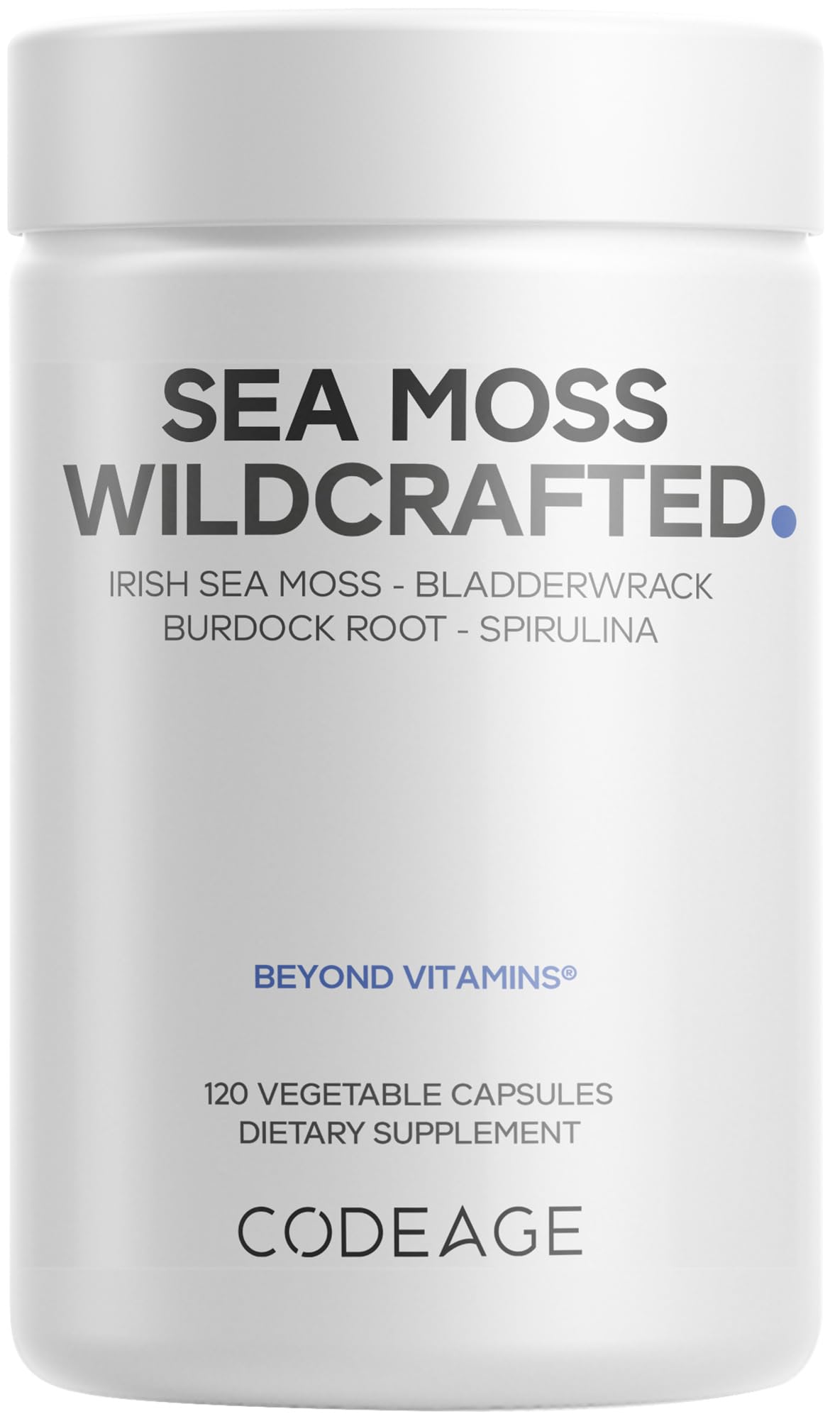 Codeage Raw Wildcrafted Irish Sea Moss Supplement 120 Capsules