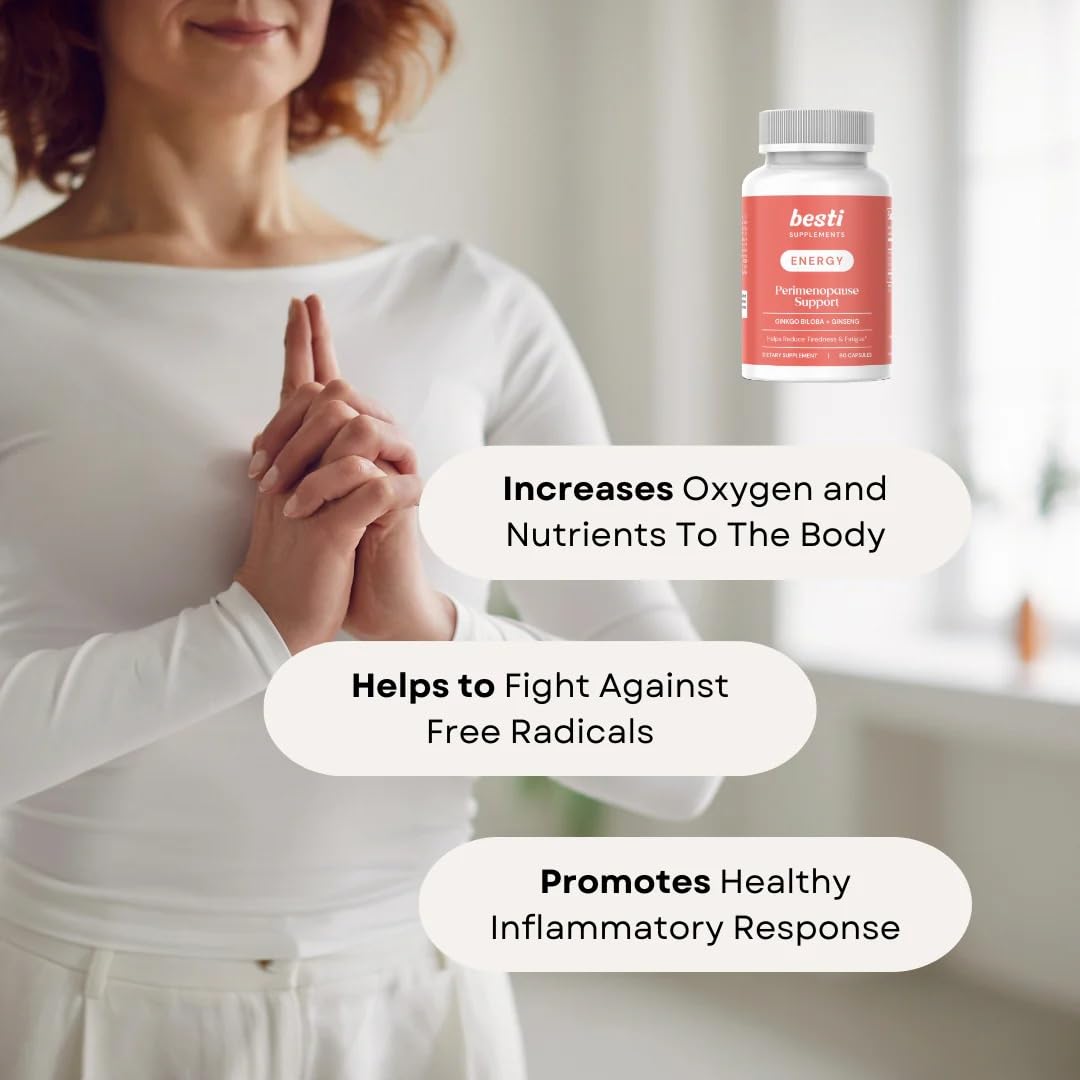 Besti Energy Supplements Perimenopause Support with B-Vitamins & Cordyceps, 60 Capsules