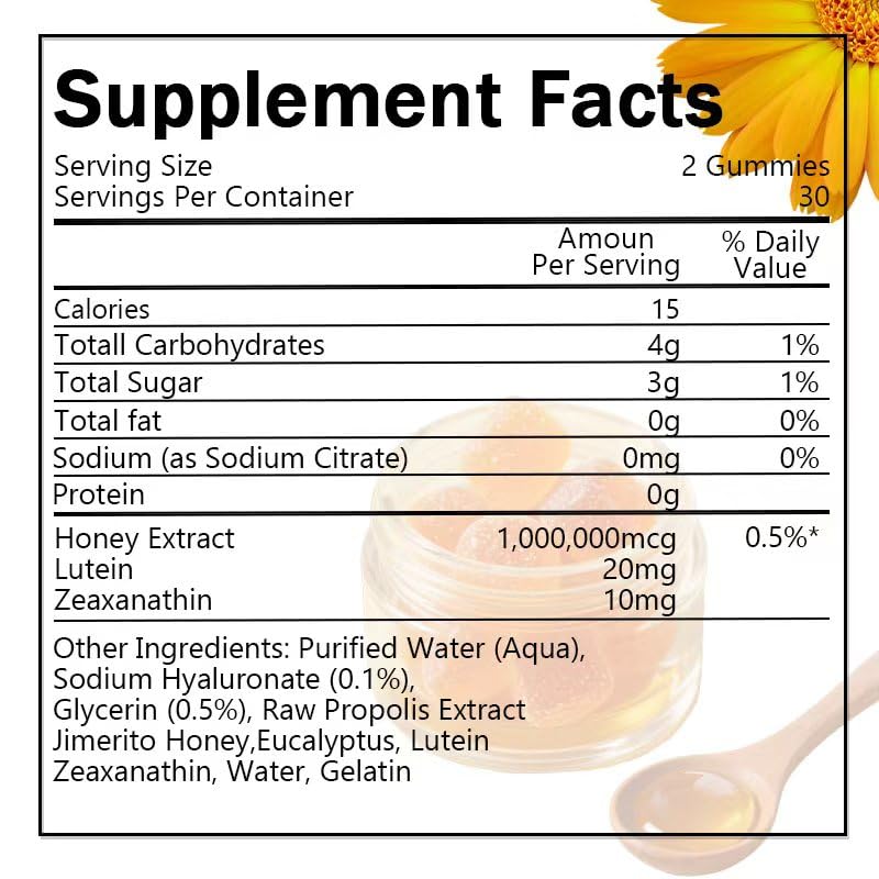 SOULRAZY Jimerito Honey Lutein Gummies Lutein & Zeaxanthin Supplements, 20mg Chewable 1 Count