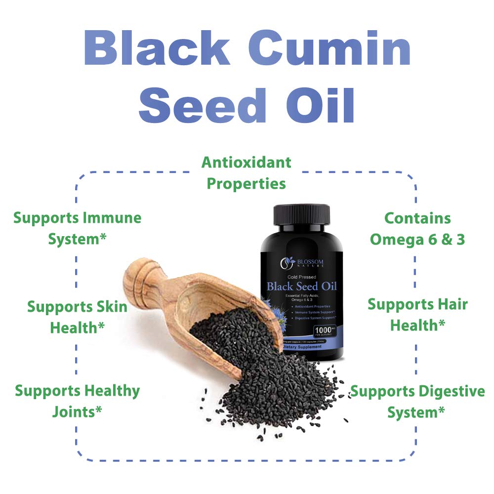 Blossom Nature Black Seed Oil Capsules 1000mg 120 Count