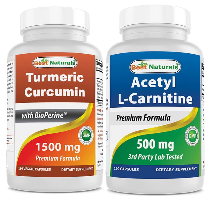 Best Naturals Turmeric Curcumin 1500mg & Acetyl L-Carnitine 500mg Capsules, 120 Count
